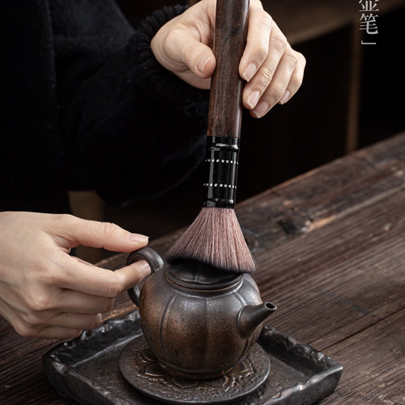 茶道高端手工日式鎏金茶道六君子黑檀木茶夹茶勺整套功夫茶道零配图片