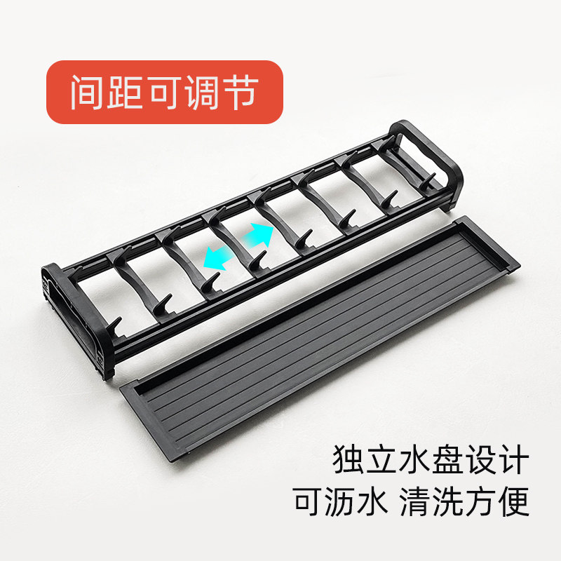 厨房橱柜拉篮用抽屉碗碟架盘碗架可调节台面收纳沥水置物架带水盘