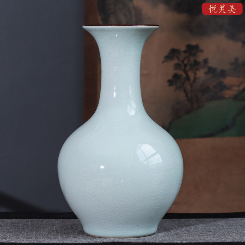 中式冰裂釉陶瓷花瓶景德镇瓷器摆件插花客厅书房玄关博古架装饰品