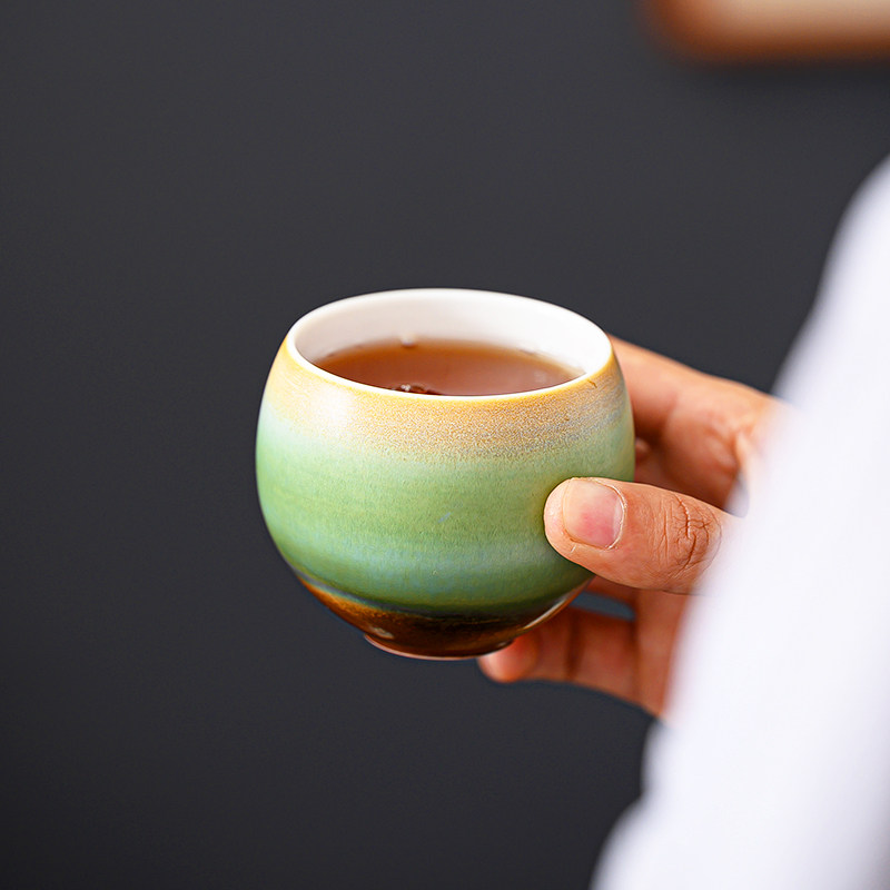 陶瓷复古茶杯窑变仿柴烧主人杯个人杯专用大号品茗杯茶盏功夫茶具