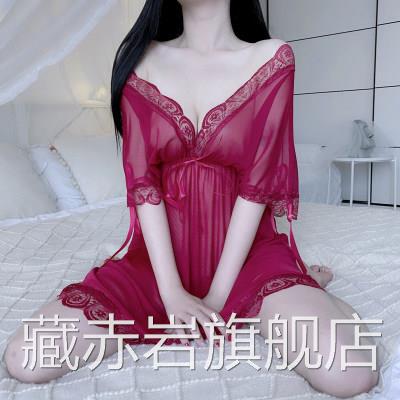 情趣爱内衣性感透视透明诱惑爱睡衣红色微胖大码孕妇蕾丝睡裙制服