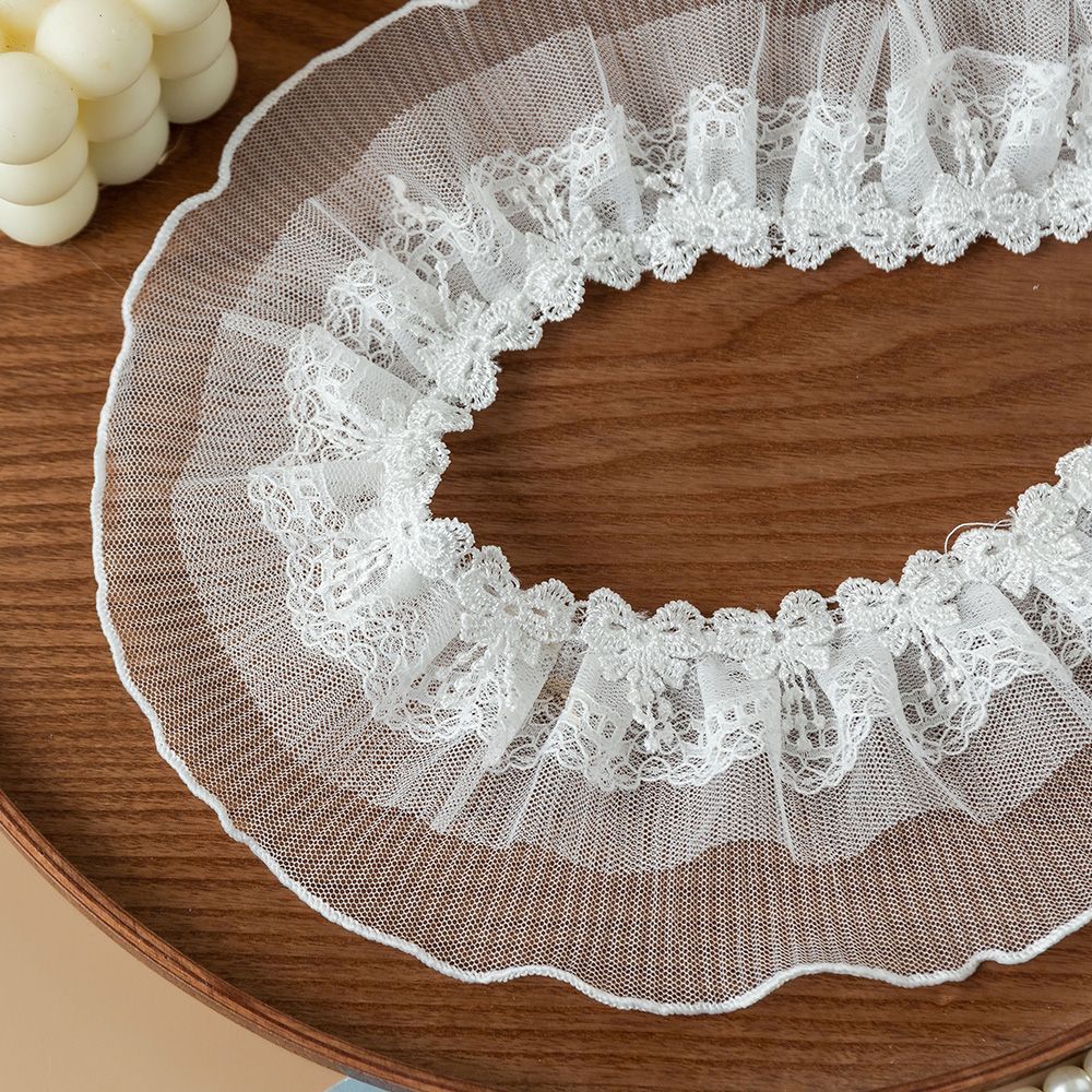 8cm 白色三层褶皱蕾丝花边辅料手工diy装饰服装娃衣lo伞窗帘布艺图片