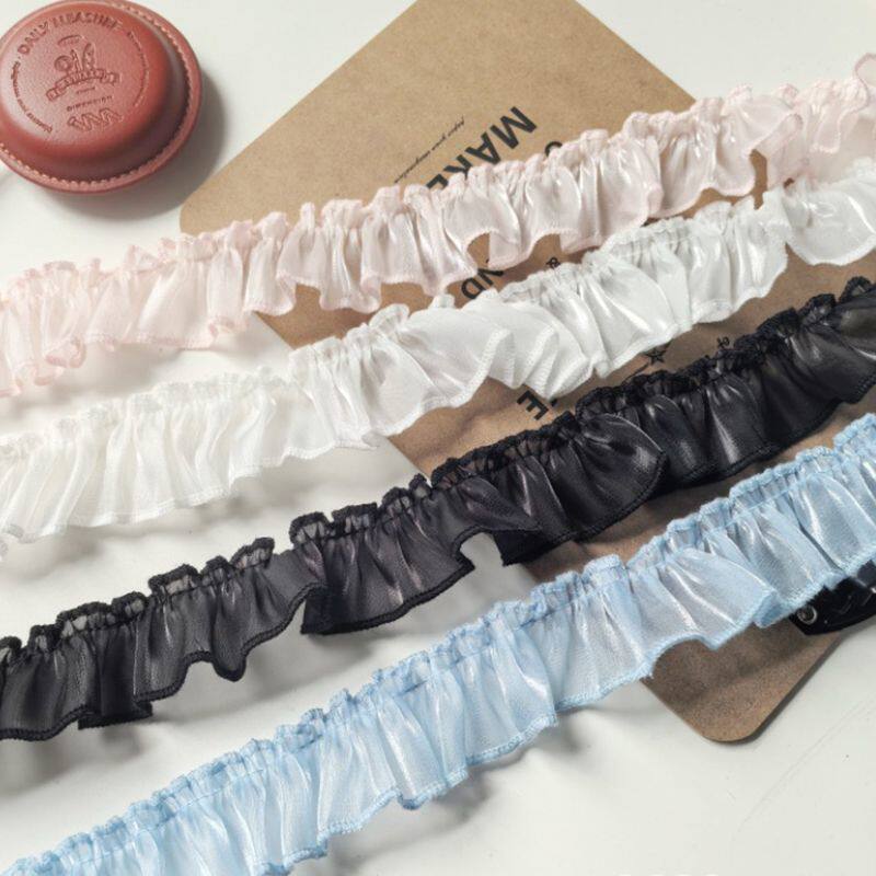 宽3.5cm手工diy装饰褶皱荷叶蕾丝边服装辅料蛋糕围裙彩色珠光缎面