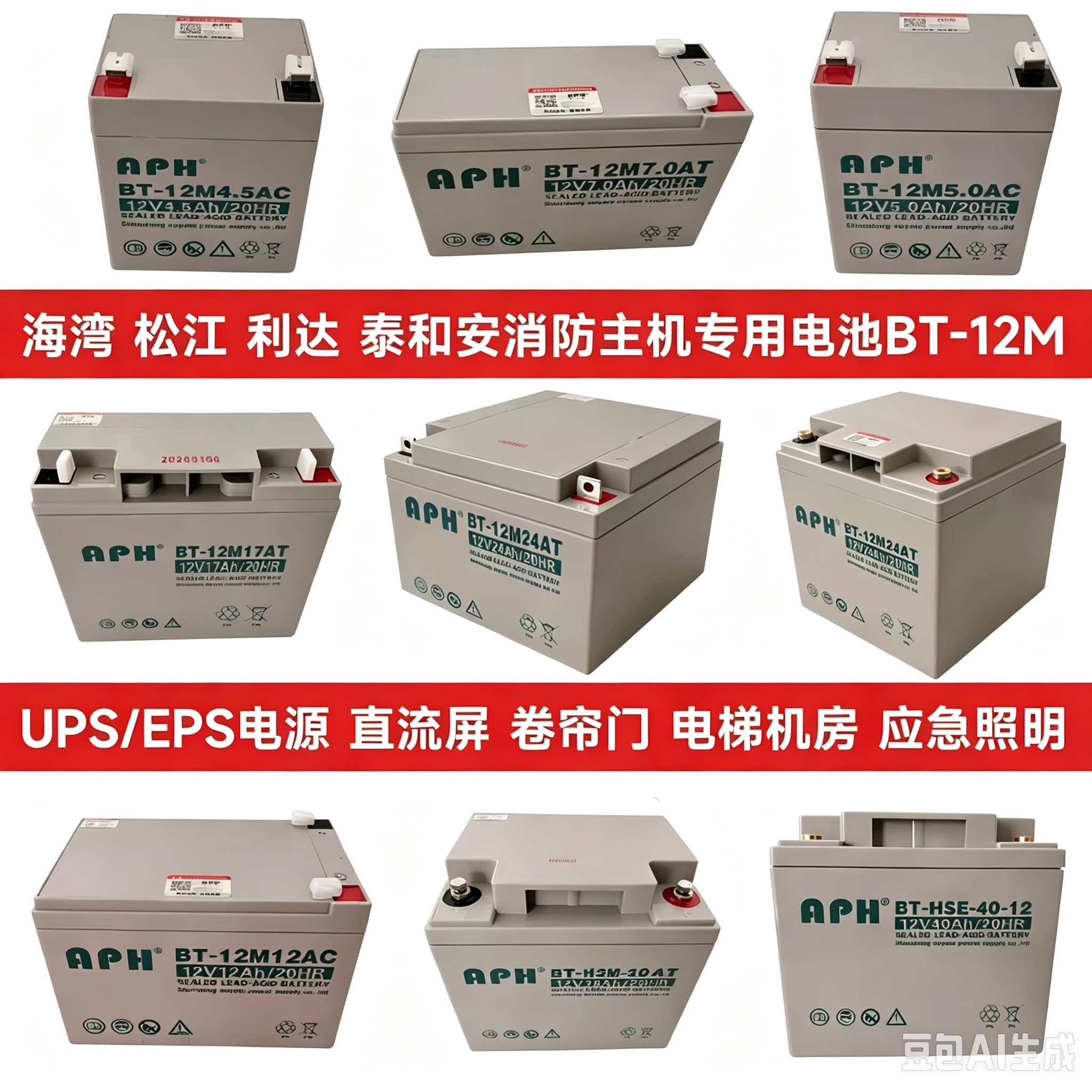 海湾GST泰和安松江天成利达消防主机蓄电池UPS应急备用12V24AH