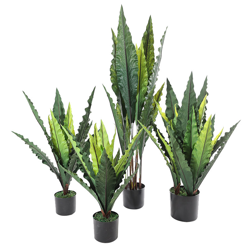 仿真大鸟巢蕨叶盆栽假尖厥叶热带植物布造景搭配长条叶型绿植装饰
