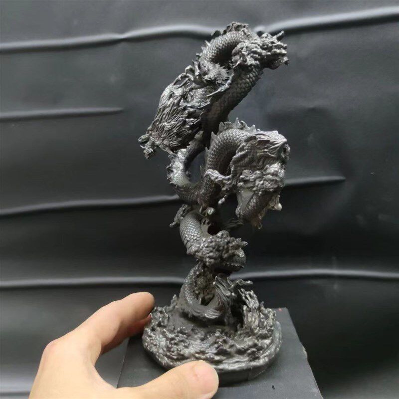 纯铜做旧 22cm 中国神话青龙 神龙 盘龙神兽龙王摆件手办模型手办