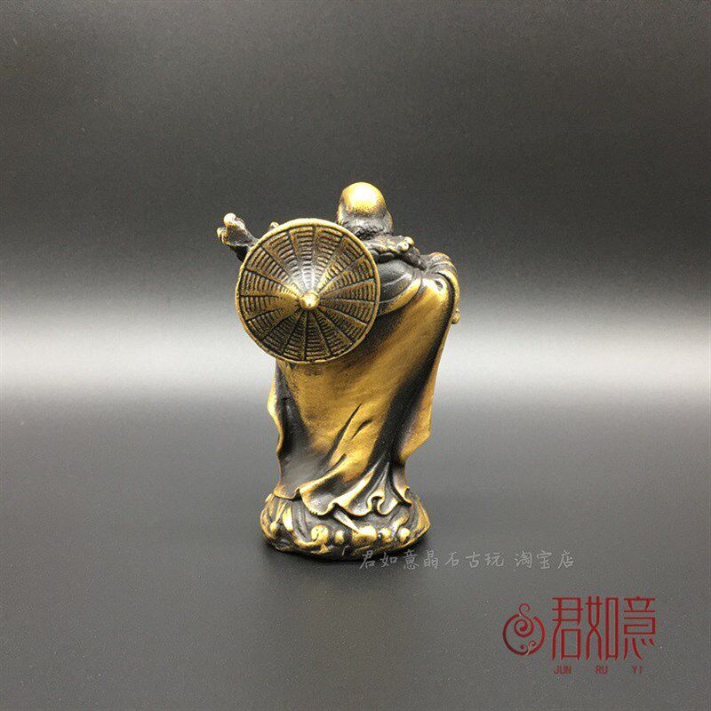 纯铜达摩祖师摆件 黄铜菩提达摩祖师铜佛像小摆件铜器古玩收藏