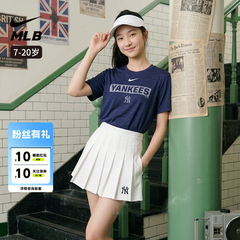 Nike耐克 MLB联名纽约洋基队潮流亲肤男女短袖T恤NY半袖青少年图片