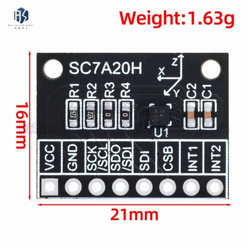 SC7A20H 精度三轴重力加速度倾斜度角度传感器模块IIC/SPI传输
