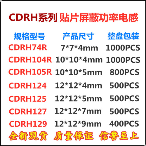 CDRH127贴片屏蔽功率电感2.2/3.3/4.7/22/33/47/100uH/1mH/2.2mH