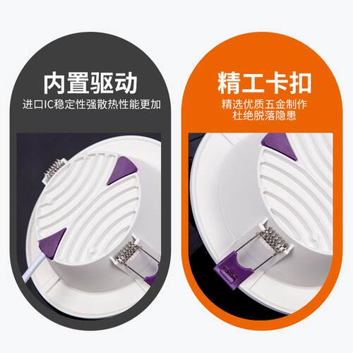 led超薄筒灯嵌入式7W2.5寸孔灯商场6寸20W天花灯客厅14W大号筒灯