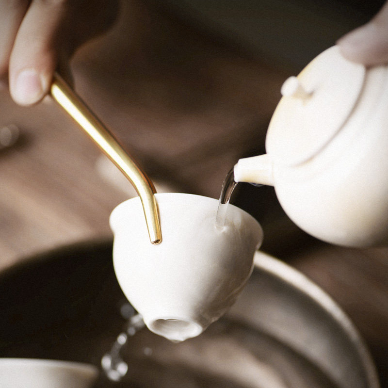栈语 纯铜功夫茶道零配茶镊子家用防烫 茶杯夹茶具六君子配件茶夹