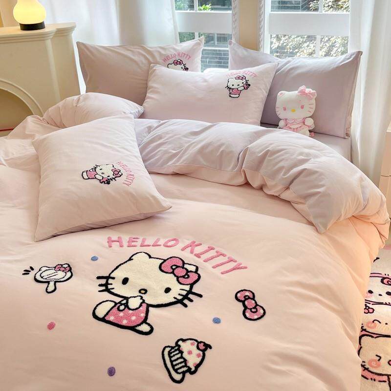 早安Kitty|四824421件套棉纯刺绣被套床单卡通棉童少女床儿全品