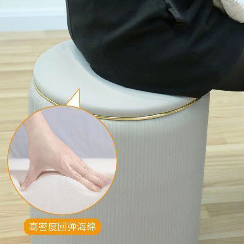 家用卧室梳妆凳门口玄关换鞋凳客厅储物收纳多功能凳简约经济圆凳
