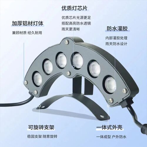 led瓦楞灯户外防水6W瓦片灯工程景观瓦檐灯古建筑屋顶亮化月亮灯