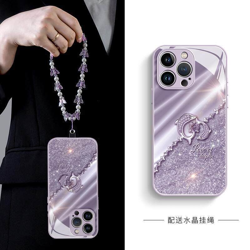 适用iphone17手机壳11新款苹果16promax玻璃15带挂绳13高级感女14