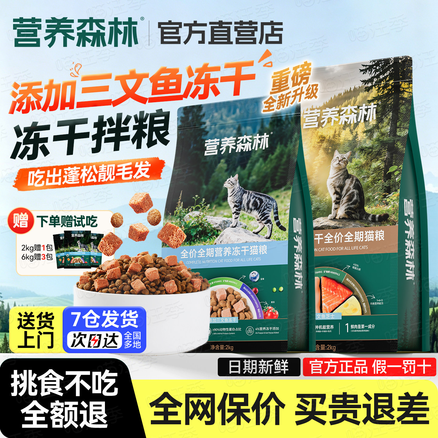 营养森林猫粮升级添加三文鱼芝士