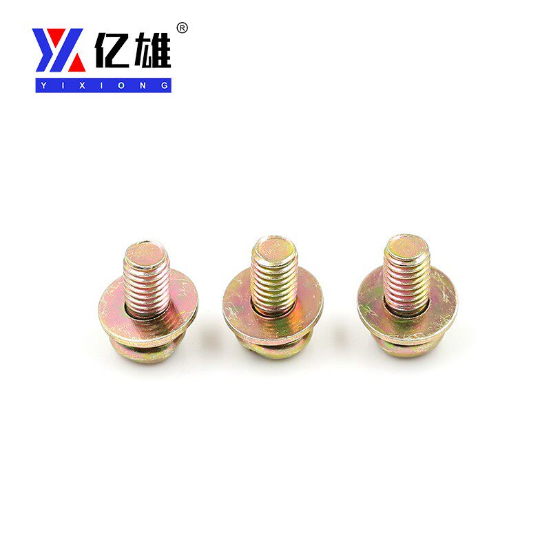 促销 镀彩圆头十字盘头三组合螺钉 圆头三组合螺丝 M3/M4/M5