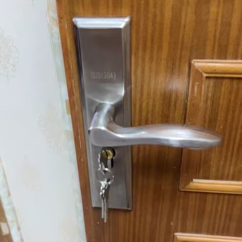 单舌锁门锁家用通用型卧室卫生间木门把手换锁厕所老式室内免打孔