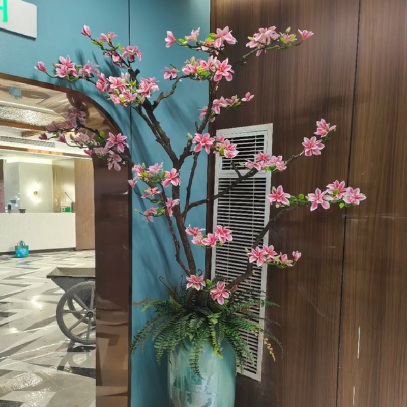 仿真玉兰花树大型落地橱窗装饰花艺软装假树室内商场摄影摆件