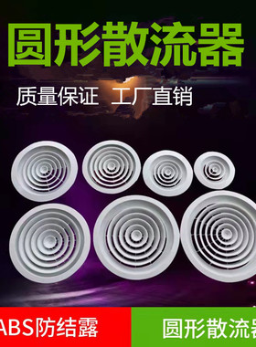 ABS圆形散流器出风口旋转式散流器黑色新风口通风口中央空调通风1