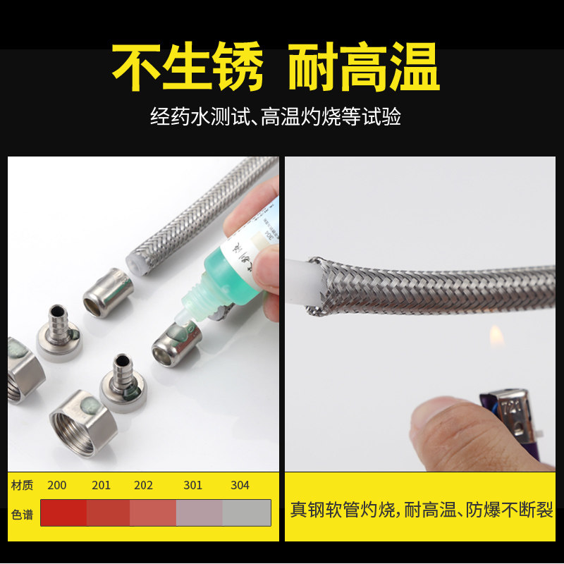 水龙头冷热厨房进水管不锈钢加长铜杆编织管上水尖头连接软管家用