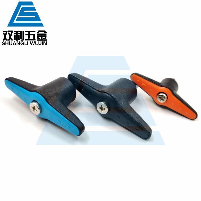 304不锈钢塑料蝶形固定手柄 T型紧定可调型把手一字手拧螺丝M45M6