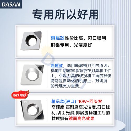 金刚石断屑刀片PCD钻石刀头外圆内孔车床宝石刀具铜铝专用刀粒