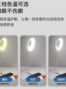 LED小夜灯宿舍人工智能语音台灯控制开关声控usb感应卧室床头灯