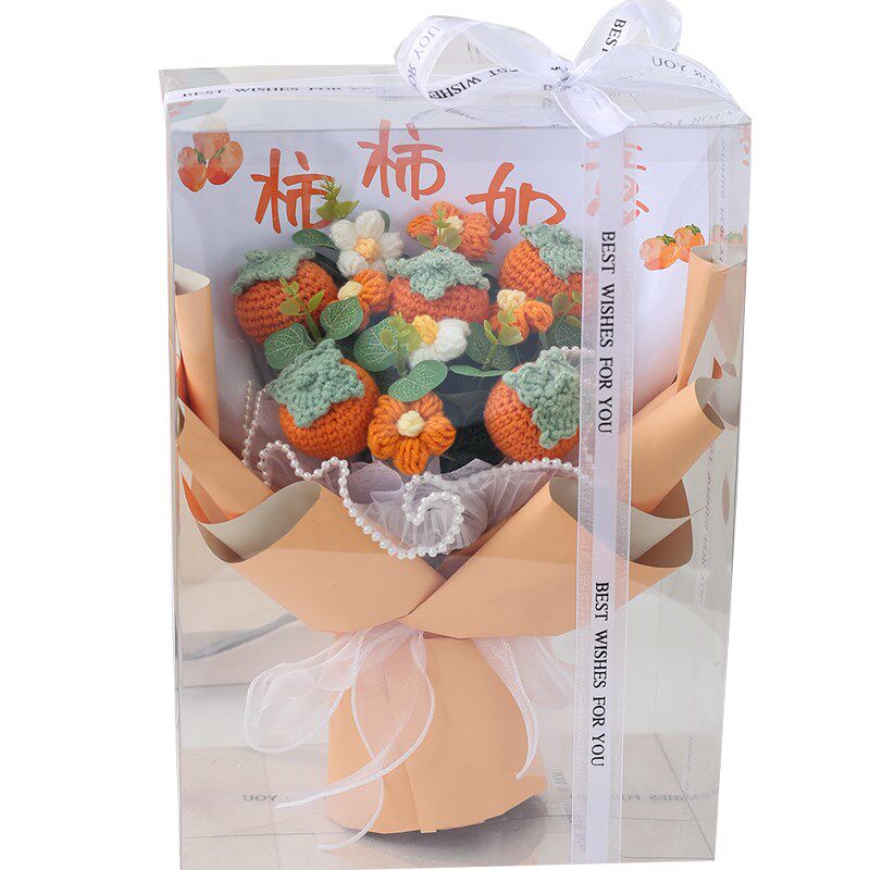 圣诞草莓柿子花束生日礼物柿柿如意创意水果针织成品送闺蜜生日花