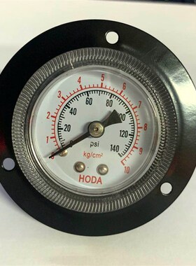 正品HODA带边压力表40mm表盘1分螺牙黑色银色0-10kg 0-140psi