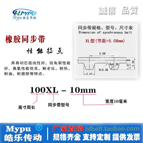 橡胶同步带 364XL 370XL 372XL 374XL 376XL 378XL 382XL 传动/齿