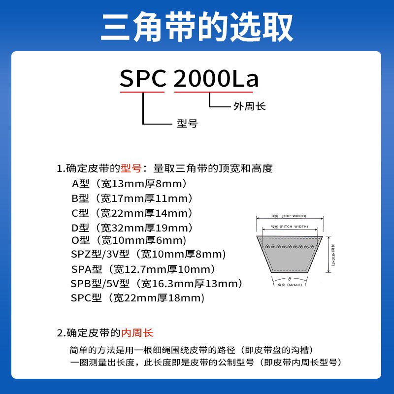 三力士三角皮带橡胶传动带SPC型4030-9000工业机器用硬线同步皮带