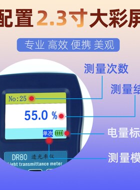 DR80DR81透光率仪汽车玻璃亚克力磨砂印花材料透光率检测仪精度