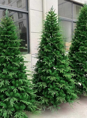 大型耶诞树家用加密1.5米场景装饰耶诞节植绒绿色1.8/2.1米装饰树