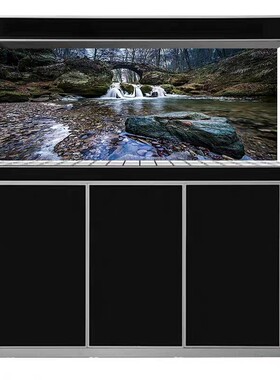 鱼缸背景纸画高清图3d立体壁纸高山流水细水长流风景山水系列