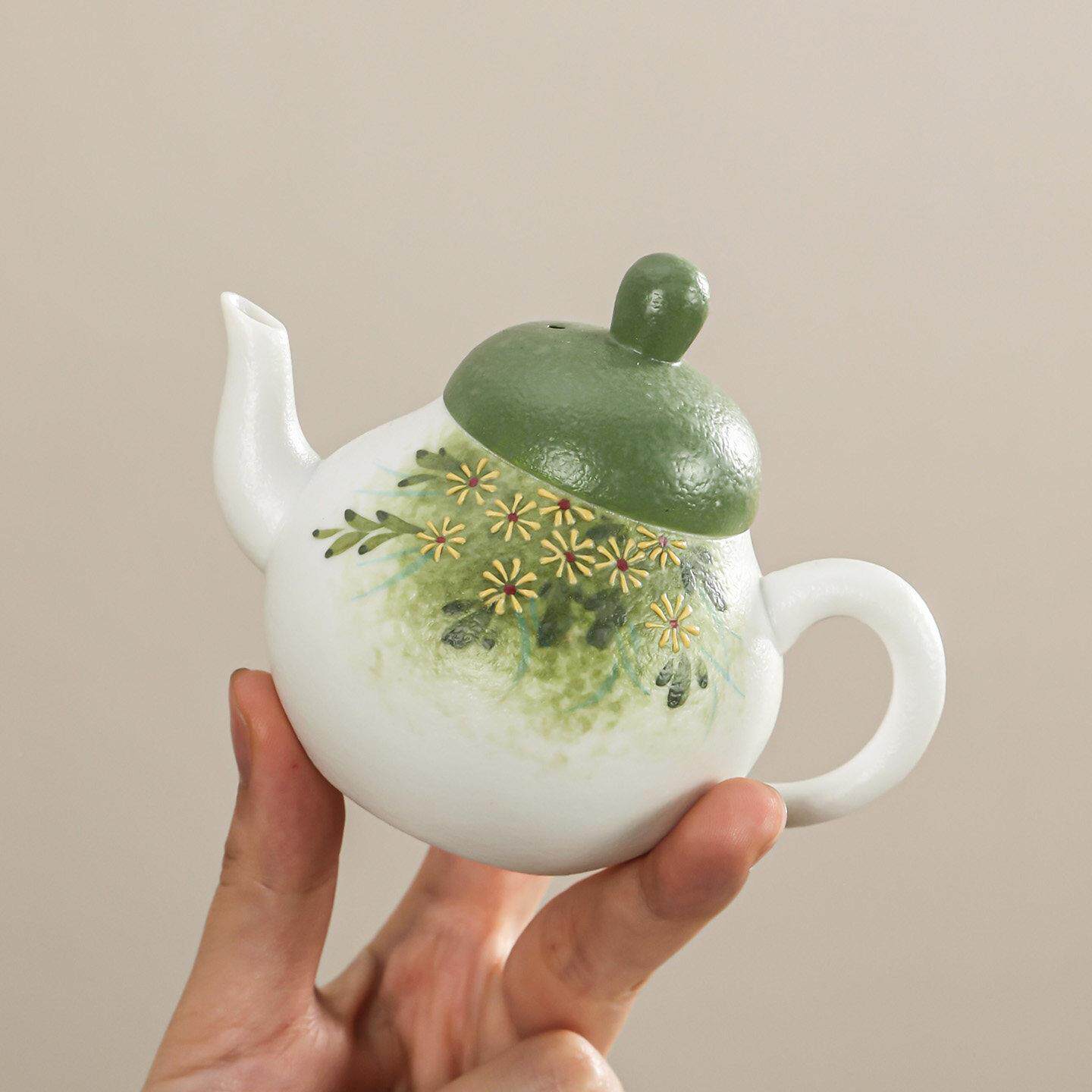 初2伍手绘青野雏菊茶壶026新XYDP2935新款陶瓷泡茶高颜值中式一人