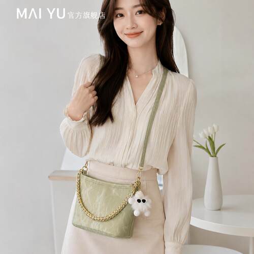 MY今年流行包包女2026新款夏天时尚小众超火高级感单肩斜挎水桶包