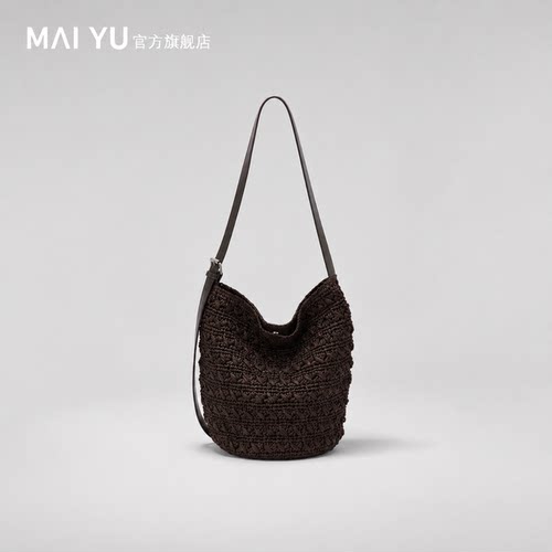 MY大容量编织包包女2026新款夏巨好看单肩包斜挎水桶包度假草编包