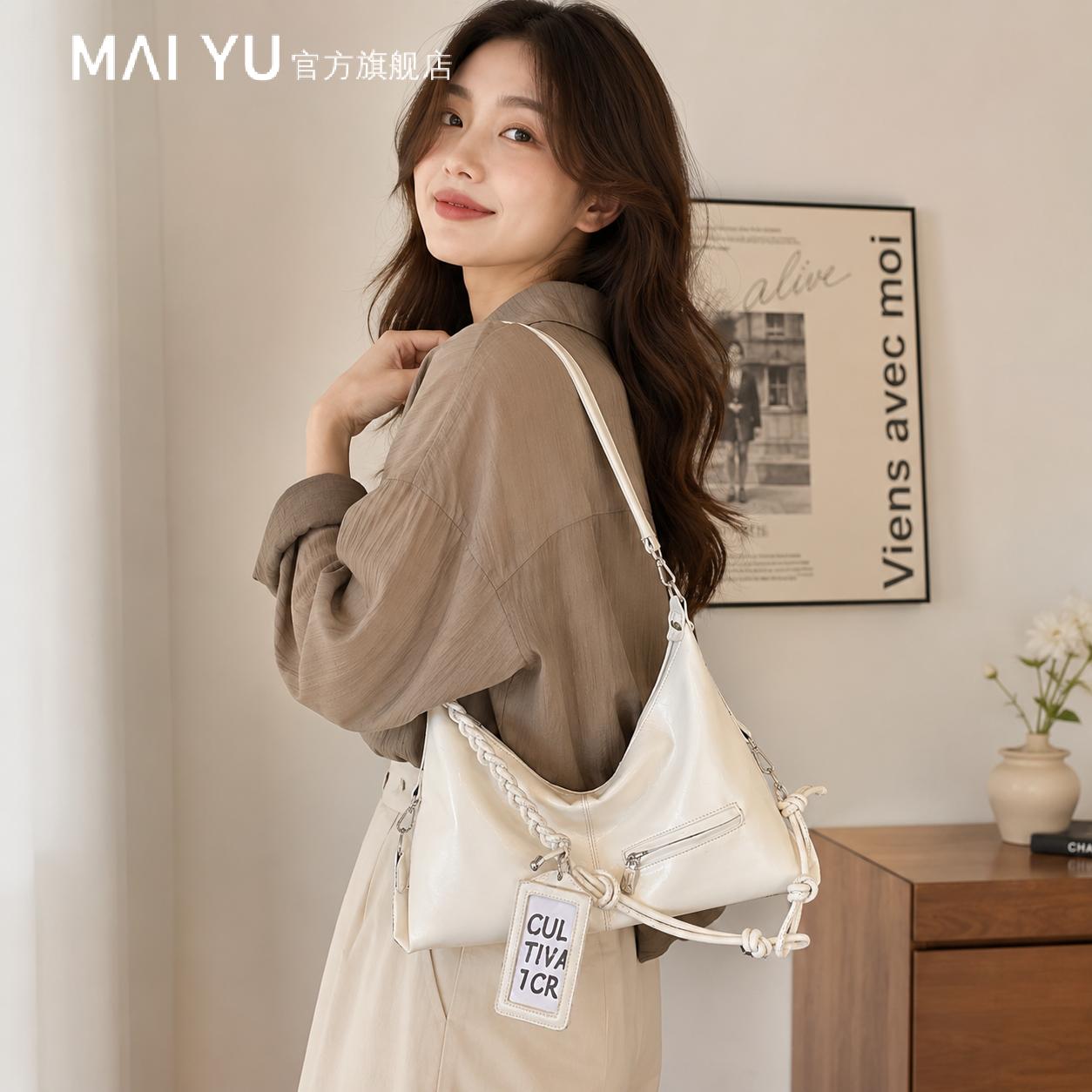 MY银色托特包包女2026新款潮流行时尚红色单肩包大容量通勤斜挎包