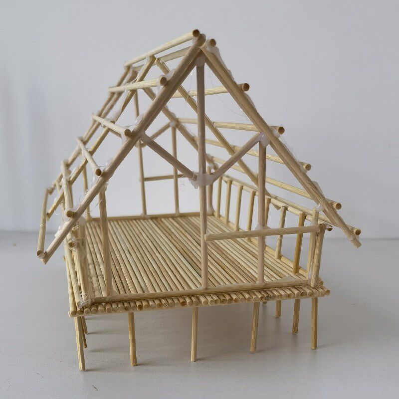 适用diy手工模型制作材料木冰糕棍冰棒棍条河姆渡人干杆栏式房屋