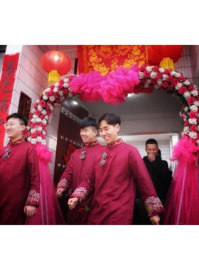 2026新款陈晓陈妍希同款中式结婚礼服伴郎伴娘服男士长衫大袍马褂