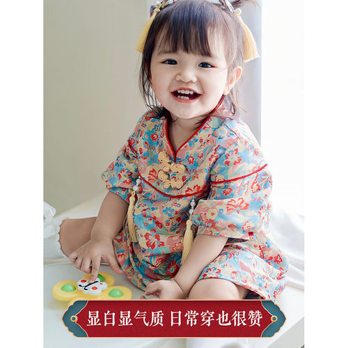 2026新款宝宝周岁礼服2026新款夏季跨境唐装小旗袍中国风周岁宴