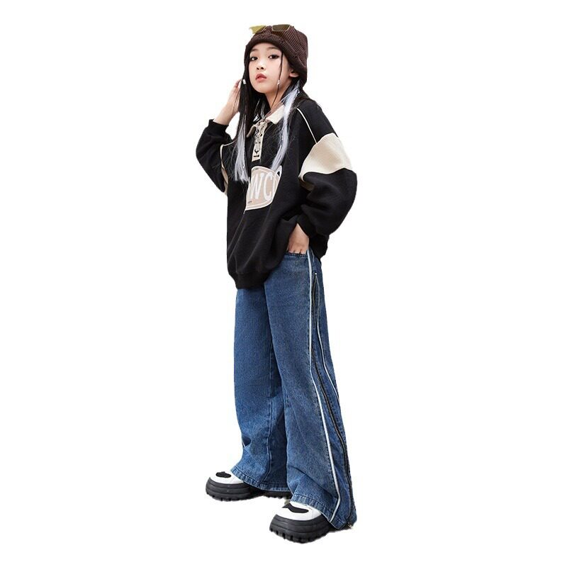 2026新款街舞儿童潮服春秋hiphop嘻哈男女童美式复古卫衣套