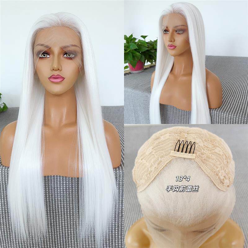 古风汉服白色假发长直发手钩前蕾丝头套万用cos二次元整顶假发女