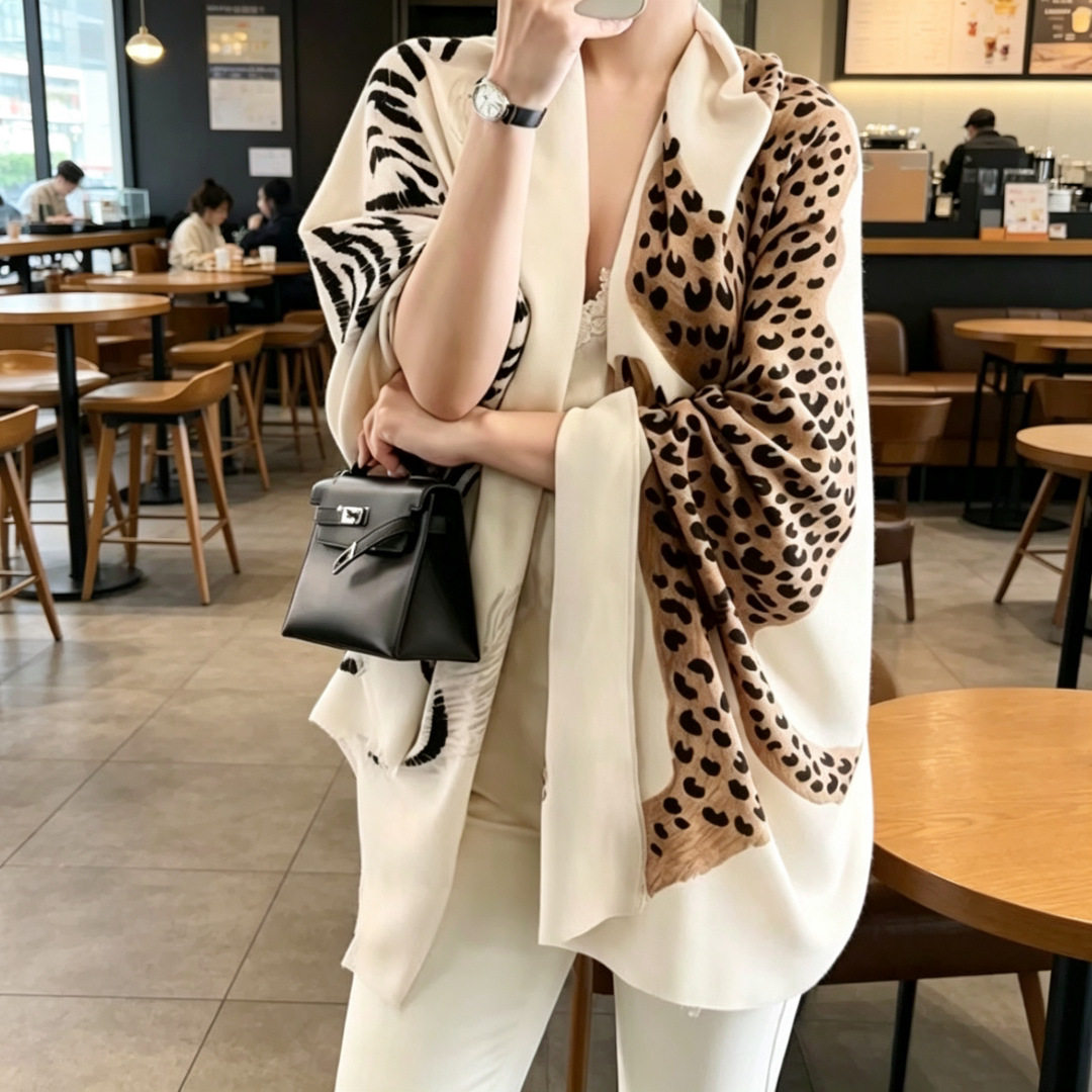 沙漠旅游豹纹防晒披肩丝巾女