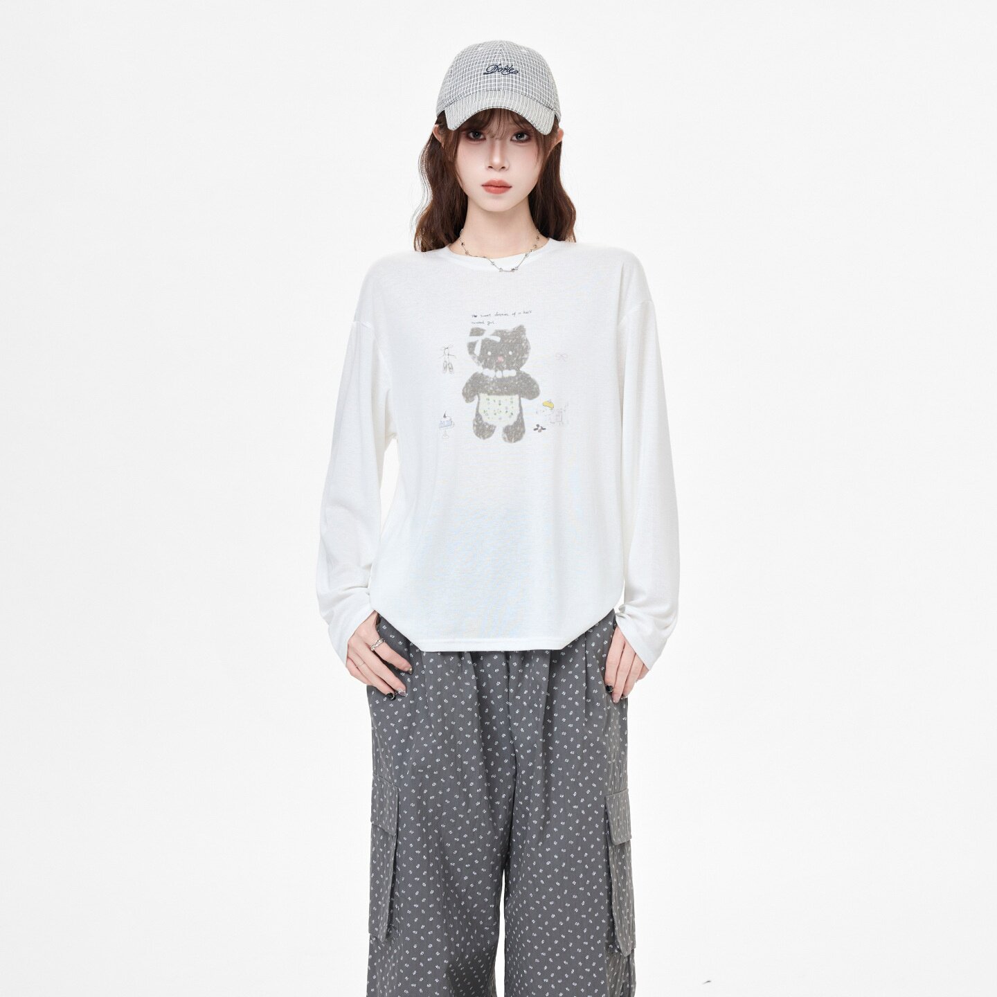 甜美猫咪防晒长袖T恤女款显瘦