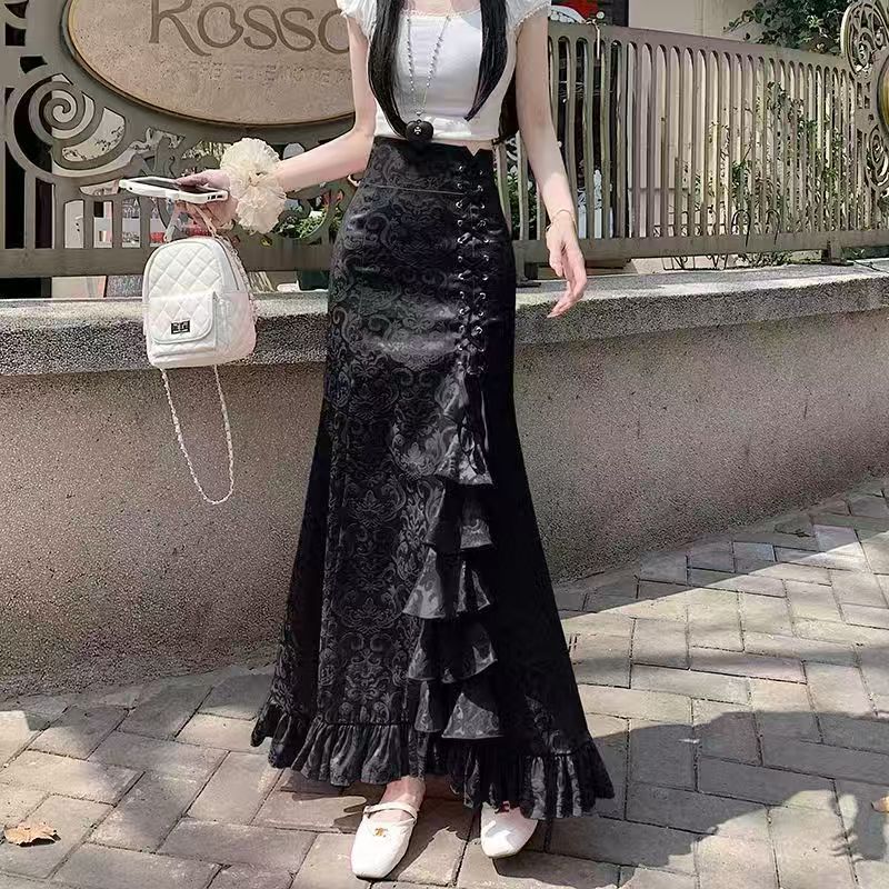 夏季法式轻奢高腰显瘦鱼尾半身裙