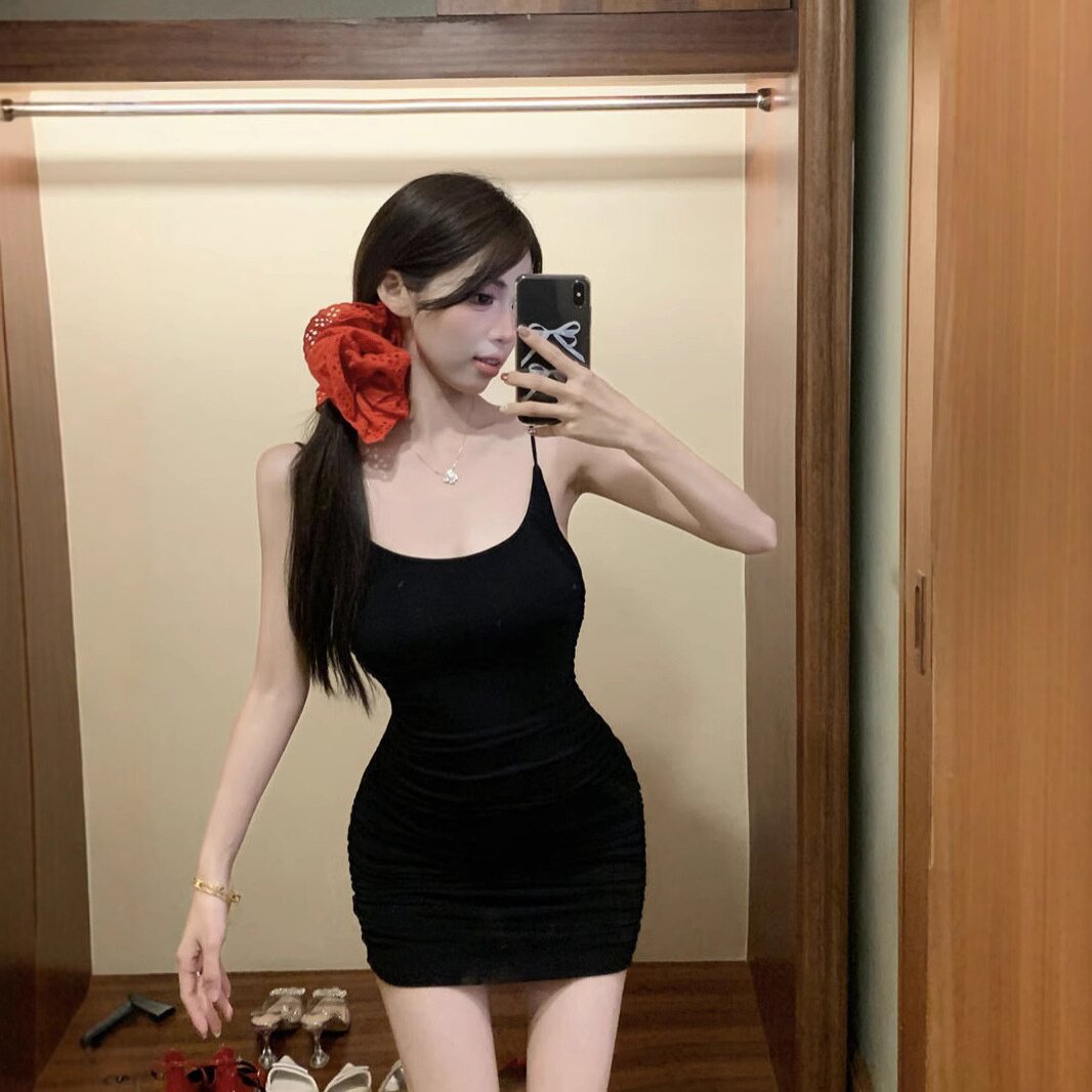 人棉性感修身无袖包臀连衣裙