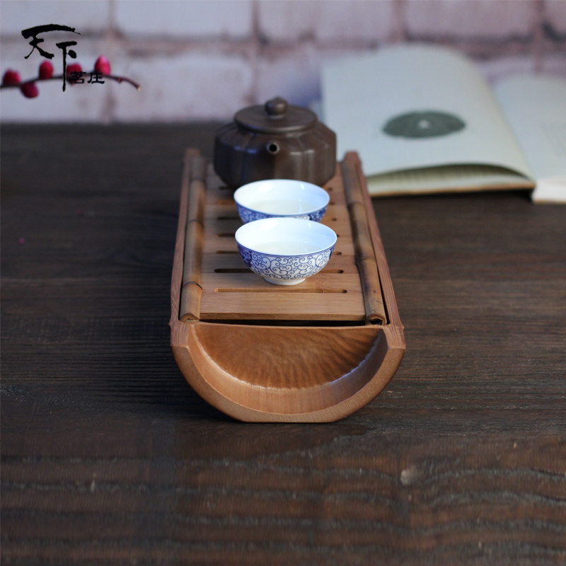 原竹节茶盘 茶室供储水式茶水 功夫茶具托盘茶盘茶道配件茶台